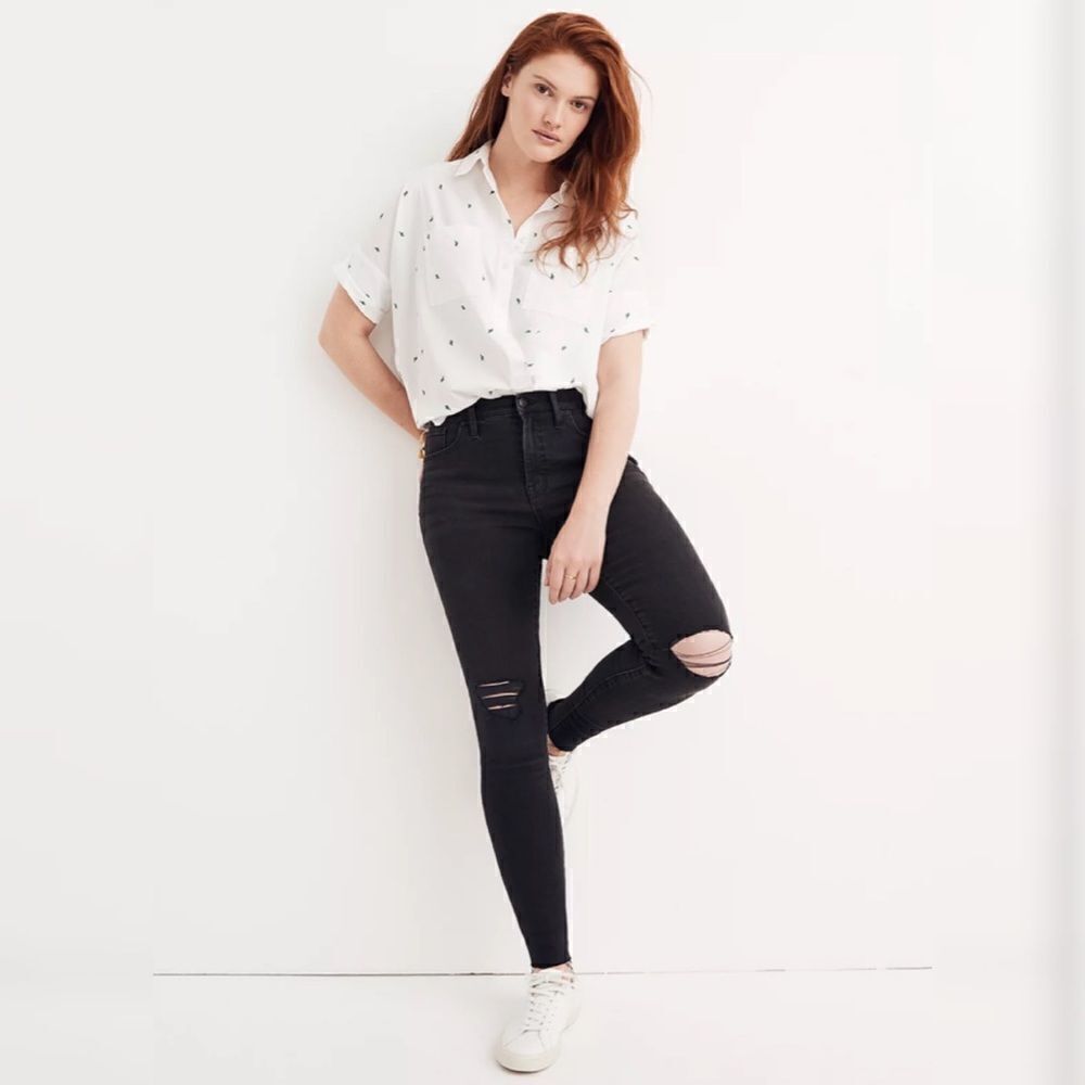 Madewell 9" Mid-Rise Skinny Jeans in Black Sea